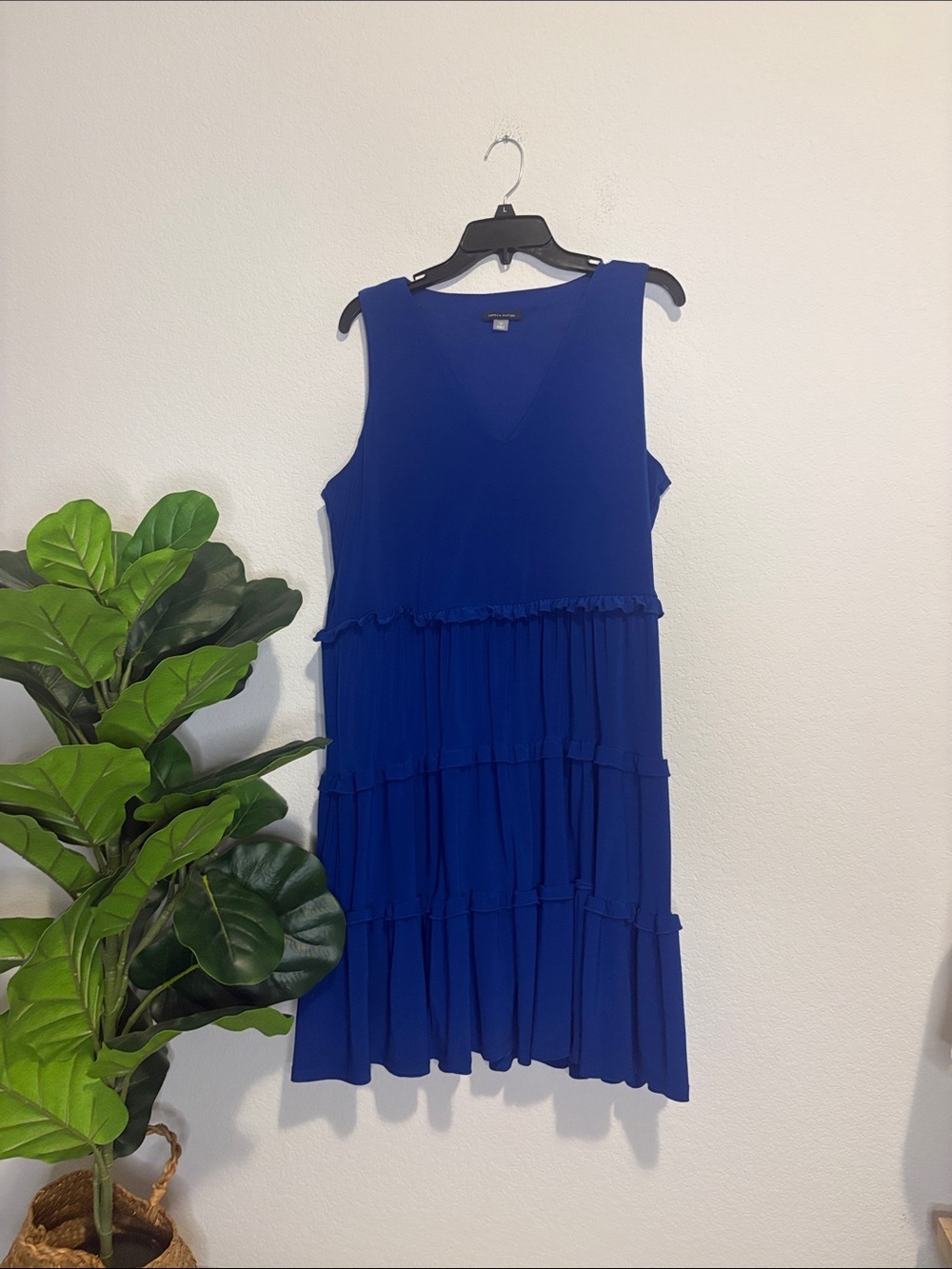 Tommy Hilfiger Sleeveless Tiered Midi Dress in vibrant Blue 14
